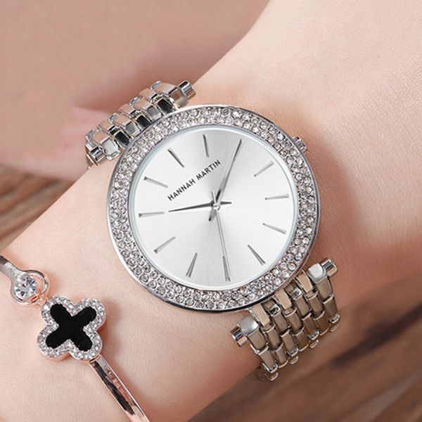 

luxury brand ladies wrist watches silver steel women bracelet watch fashion rhinestone diamond female clock relogio feminino ly191226, Slivery;brown