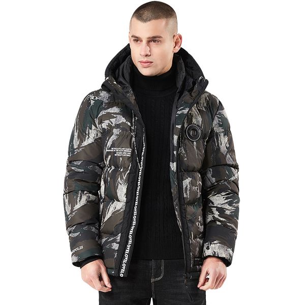 

men's coat winter hoodie camouflage printing thickened cotton outwear jacket coat chaqueta invierno hombre doudoune, Tan;black