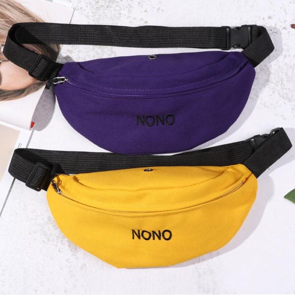 

new letter print waist bag fanny pack women belt bags trend chest packs banana bags canvas hip hop package bum