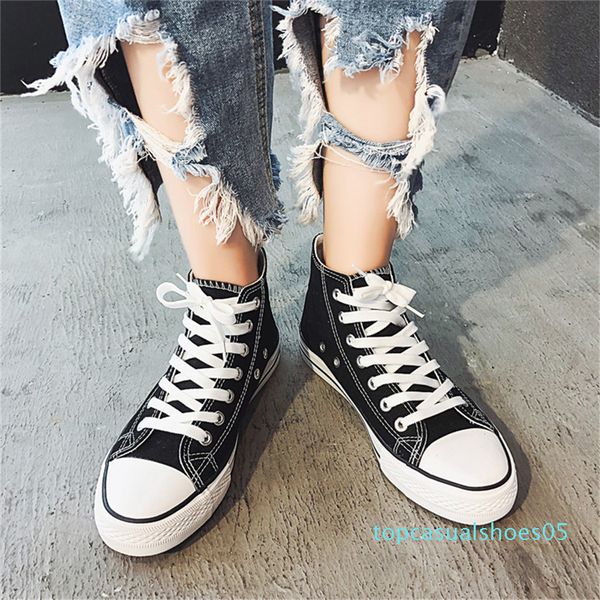 

canvas skate sneakers spring ulzzang lover plimsolls 20% high cut autumn shoes rugged casual board shoes summer footwear t05, Black