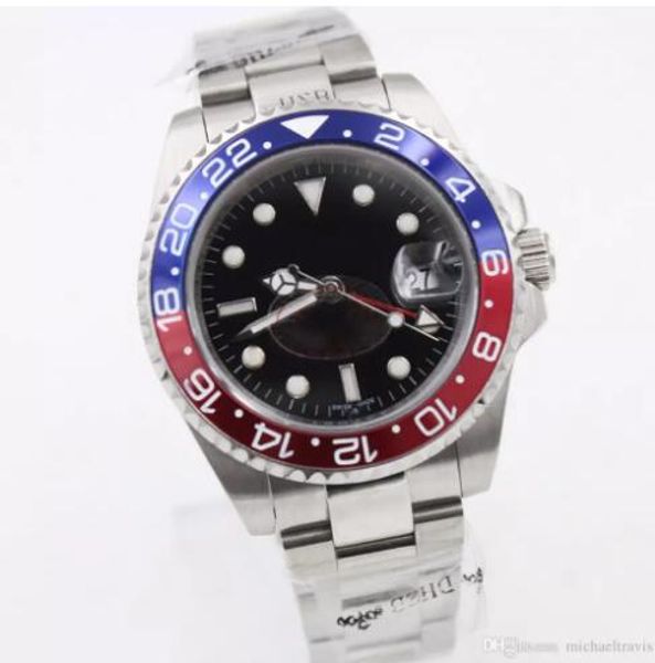 

2019 seller brand luxury black dial golden stainless belt whatches blue and red diamond irab bezel watch mens fashion wrist watches, Slivery;brown