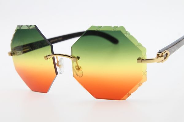 

2020 wholesale 4189706 rimless hardware black flower buffalo horn sunglasses rectangle glasses with box carved new, White;black