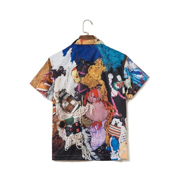 

18fw mike kelley more love hours rayon shirt artist jointly cartoon doll printed polo shirts fashion mens designer t shirt hfwptx233, White;black