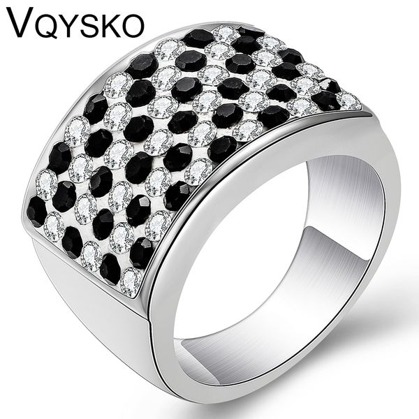 

Fashion Crystal Jewelry Black Dots Rings For Party Gift 316 Stainless Steel Women Ring Wholesale Jewelry Supplier