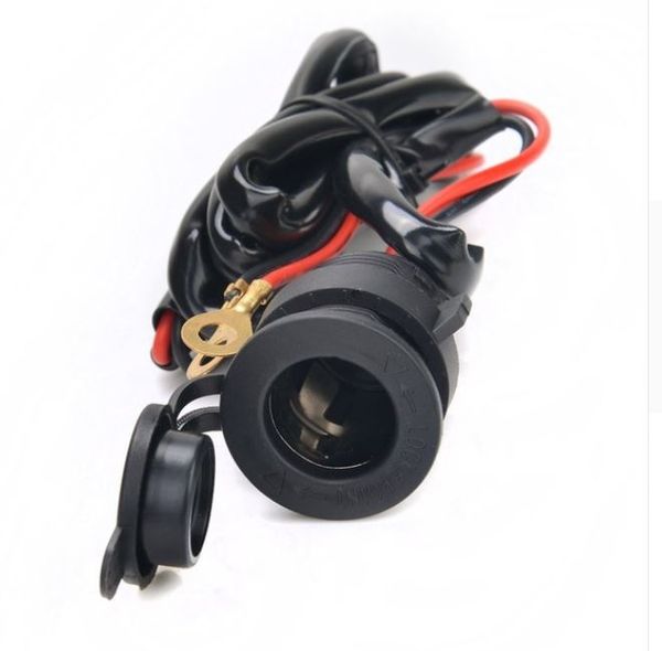 

waterproof 12v-24v car motorcycle female cigarette lighter power socket outlet with 1.5m fuse line wire for gps cellphone mp3