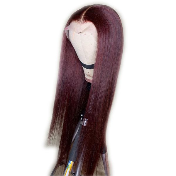 

#99j full lace human hair wigs straight brazilian hair glueless 360 13x6 lace front wigs middle part 150% density, Black