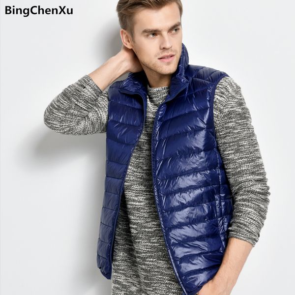 

brand mens jacket sleeveless vest men winter duck down vest mens casual sleeveless jackets ultralight vests men's waistcoat 4965, Black;white