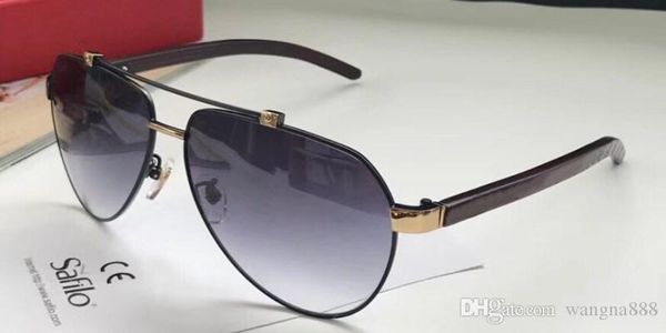 

new luxury sunglasses frame leather pilots popular vintage wooden legs uv400 lens protection eye classic style with packag, White;black