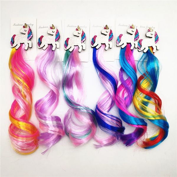 Cabelo Extensões Peruca Encaracolado Para Crianças Meninas Unicórnio Cabeça Cabelo Arcos Clipes Princesa Bobby Pins Hairpin Barrete Acessórios 50 pcs 0126