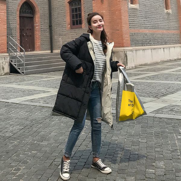 

jacket woman 2019 cotton-padded clothes long fund bread serve back season down cotton two-sided clothes winter loose coat, Black