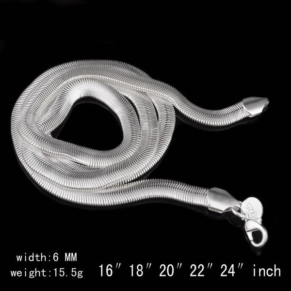 6 мм мягкие змеиные кости плоские цепочки хип-хоп мужские змеиные цепочки серебряного цвета ожерелье от 16 до 24 дюймов2299