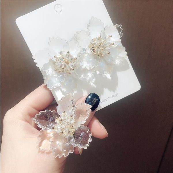 

2019 new exaggerated acrylic petals ladies earrings middle finger fashion flowers adjustable ring jewelry anniversary gift kr096, Silver