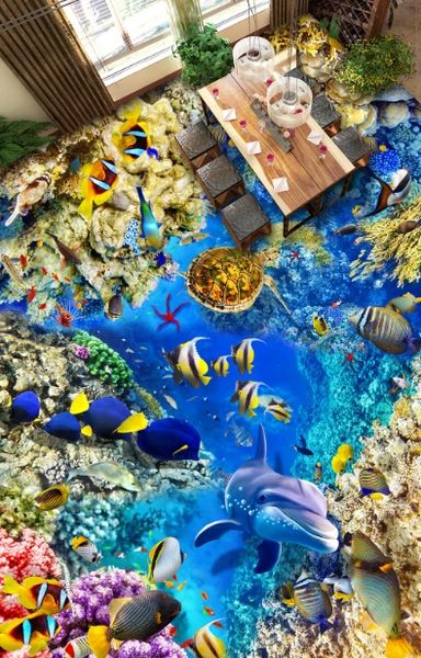 

self-adhesive] 3d underwater world 4518 floor wallpaper mural wall print decal wall murals