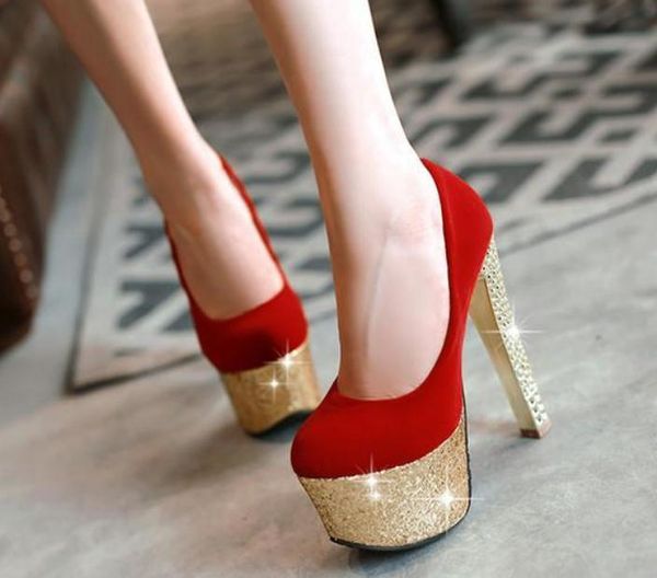 

suede women's shoes in spring and autumn high coarse heel waterproof table, Black