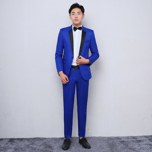 

wedding tuxedos blue men's suits business casual formal suit men's suit two-piece suit (jacket + pants) wedding groom groomsman dr, Black;gray