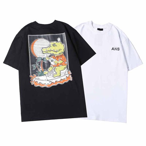 

20vs european american trend summer new fashion comfortable cotton crocodile pattern printed couple hip hop style t-shirt, White;black