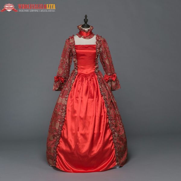 

gothic period medieval dresses ball gown queen ball gown women witch halloween costume, Black;red