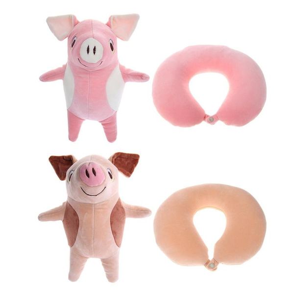 

cute u-shaped cartoon pig particle pillow travel massage cushion plush toys