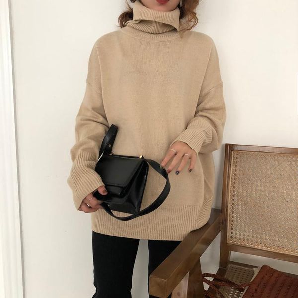 

hzirip solid 6 colors turtleneck ladies sweater 2020 new autumn winter basic thick women pullover sweaters casual female, White;black