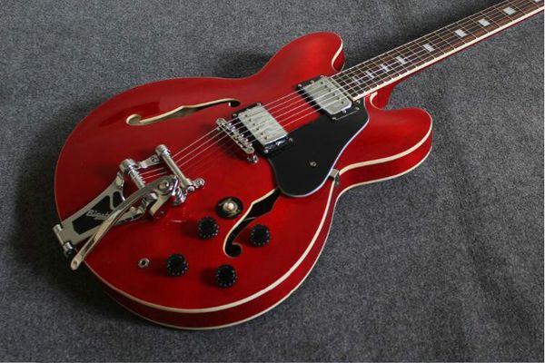 

f-hole semi-hollow jazz electric guitar красный электрогитара высокое качество, корпус из красного дерева, палисандр гриф, бесплатная достав