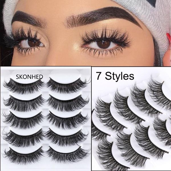 

false eyelashes 5 pairs handmade 3d soft mink hair lashes natural long wispy makeup fake eye extension tools supplies