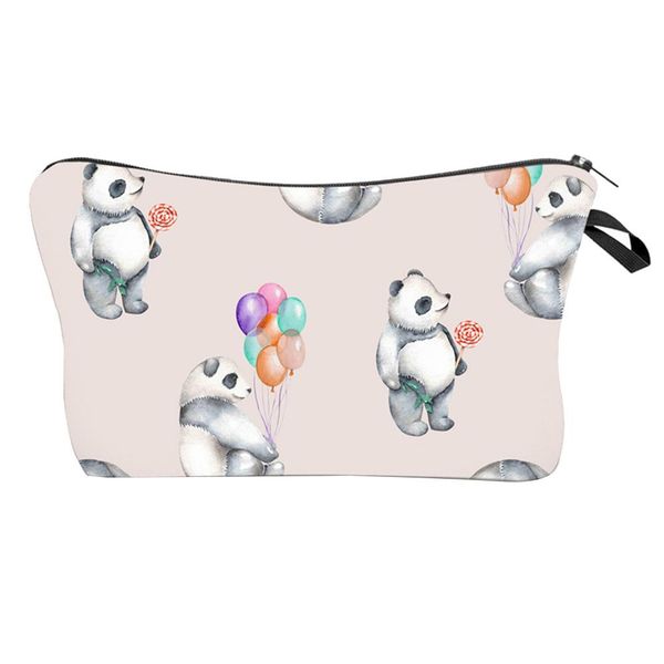 

cute cartoon panda balloon print zipper makeup brush storage women cosmetic bag