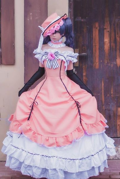 Girls Black Butler Kuroshitsuji Ciel Cosplay Costume Lolita Dress