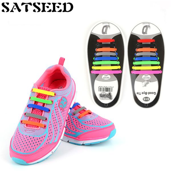 

silicone elastic lazy shoelaces from tying shoelaces color flat laces solid women running elastic silicone shoe lace, Black