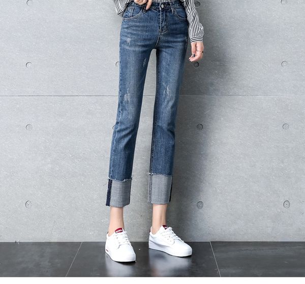 

черничный клеш брюки с талией широких ногами штанов, Blue