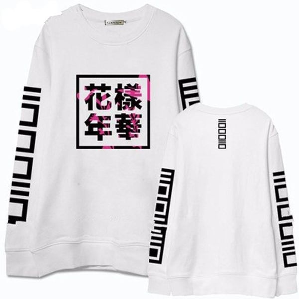 

spring autumn women bangtan boys album fans clothing gray white black color casual hoodies chinese letters printed elegant