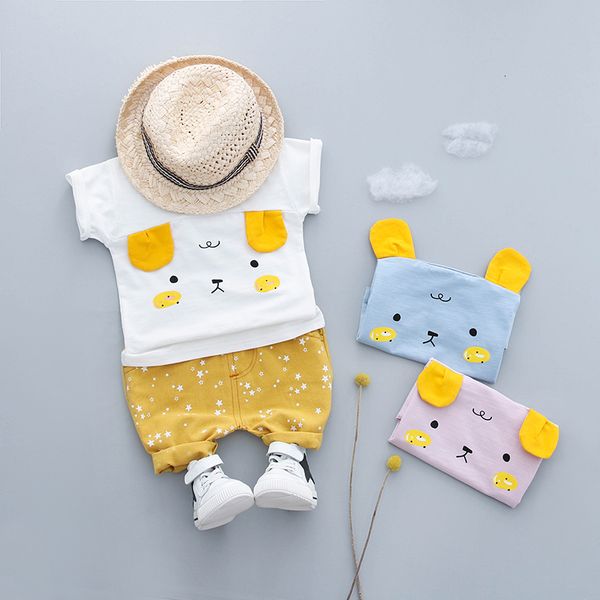 

sets infant clothes hylkidhuose baby summer girls boys clothing sets cartoon cotton shirt star shorts children kids sports suits, Blue