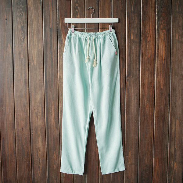 

autumn new fashion men's casual cotton trousers loose solid color breathable straight tether pants thin section jogger pants, Black