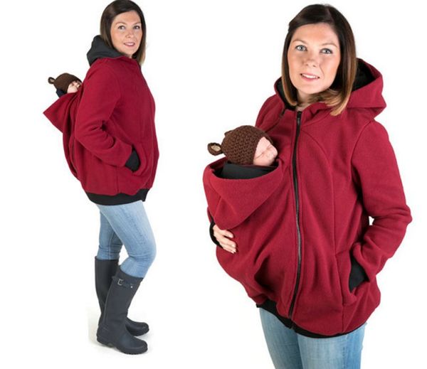 

maternity wear baby carrier jacket casual maternity hoodies winter kangaroo hoodies warming multi-functional pregnancy clothes, White