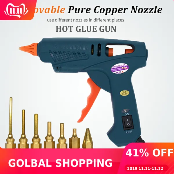 

60w 100w eu us plug melt glue gun pure copper nozzles with power switch 5 glue sticks 11mm house power tool home diy craft