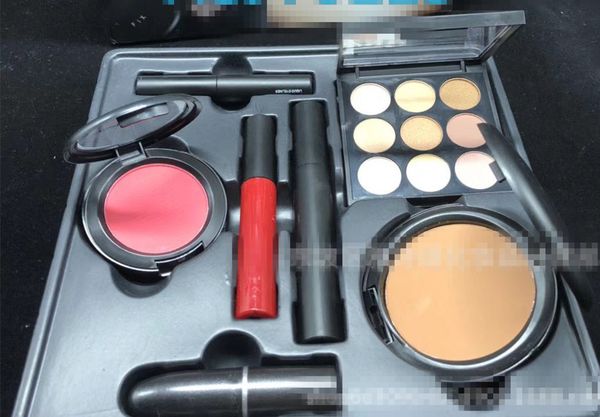 

fashion brand makeup gift set 7 in 1 matte lipstick + eyeshadow+liquid lip gloss+blush+fix face set makeup kit with box gift kit