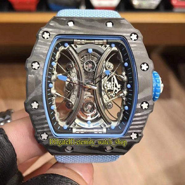 

edition rm 53-01 pablo mac donough ntpt carbon fiber case skeleton dial miyota mechanical rm53-01 men watch designer nylon sport watches, Slivery;brown