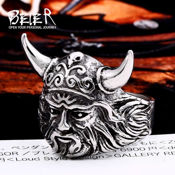 

beier 316l stainless steel nose vikings odin 's symbol man ring scandinavian myth jewelry amulet vintage llsmr005r, Golden;silver