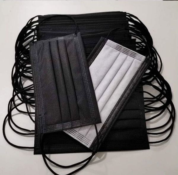

dhl ship mask mouth face mask 3 layer non woven anti face mask black particle anti droplet anti pollen dust proof breathable dustproof