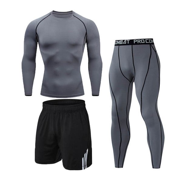 

men's sports suit fast drying fitness training elastic tights clothes running sportswear suits workout jogging sports set s-4xl, Black;blue