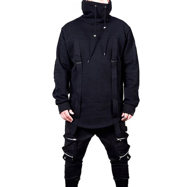 

2020 new assassin creed men hoodies sweatercoat dark tie hoodie hip hop gothic loose sportswear long cloak sweatshirts pullover, Black