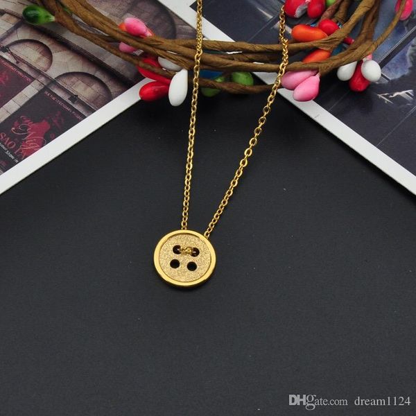 

frosted surface button pendant choker necklace fine jewelry stainless steel gold silver plated necklace valentine day gift ing