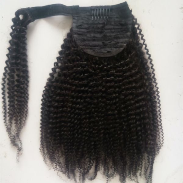 

diva 24 inch human hair ponytail with drawstring off black afrokinky curly ponytail hair extension wrap for women 160g per package color 1b