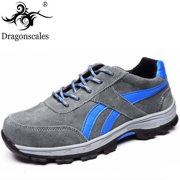 

leather men's safety shoes fashion men's casual light steel toe work shoes sports soft leather stab-resistant protective, Black
