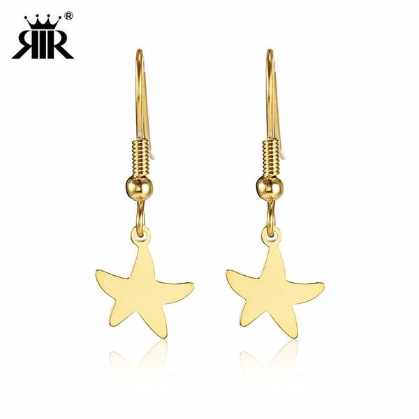 

rir stainless steel minimalist cute golden stars drop earrings exquisite starfish female marine bio jewellery earrings, Silver