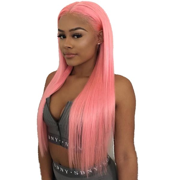 

pink full lace wig brazilian straight hair wigs 13*3 lace front human hair wigs with baby hair for black women, Black;brown