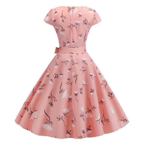 

p shoot selling retro hepburn wind 50sv collar short sleeve big hemline printed dress 2148, Black;gray