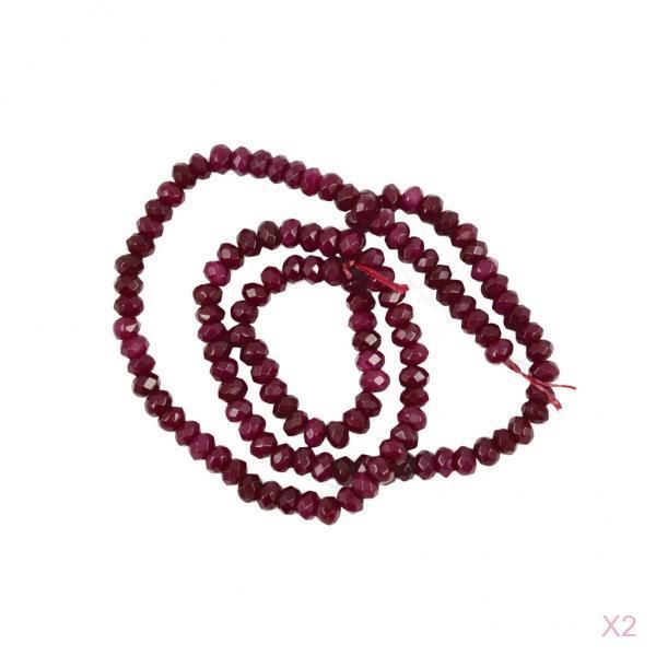 

2pcs 2 x 4 mm natural faceted ruby red jade rondelle loose bead strand 15