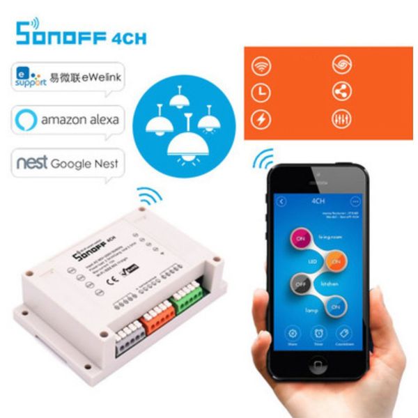 

sonoff 4ch инеллекђалнй модђл wi-fi Ѭазем rf бепѬоводной пђл дианионного ав