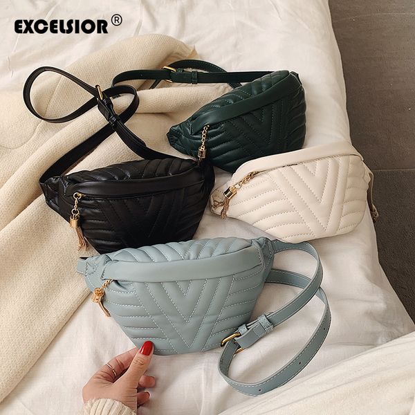 

excelsior women's waist pack new shoulder bag for women 2020 design pu waist bag phone fanny pack chest bags crossbody
