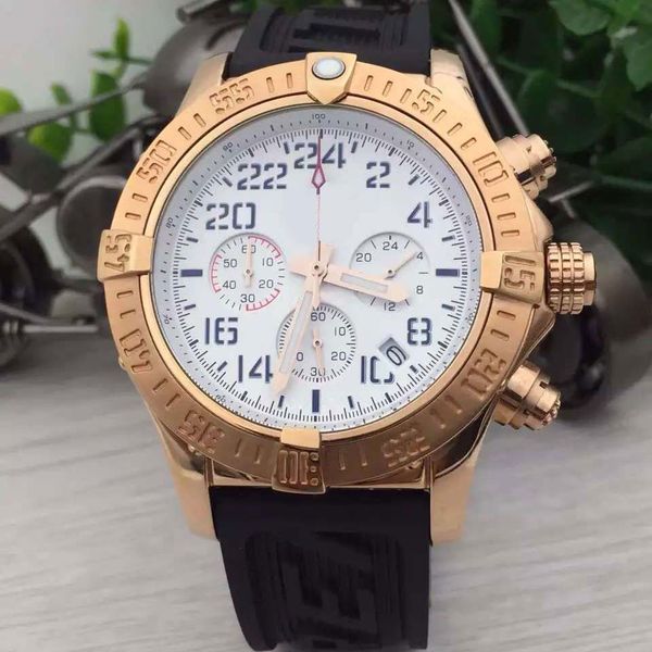 

reliable quartz br 1884 mens watches chronomat chronograph movement chronometer 48mm watch white dial yellow gold case wristwatches, Slivery;brown